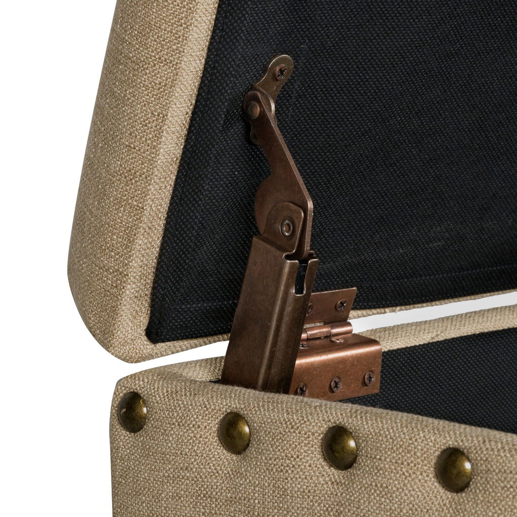 Banc de rangement rembourré Copper Grove Muscari avec bordure cloutée