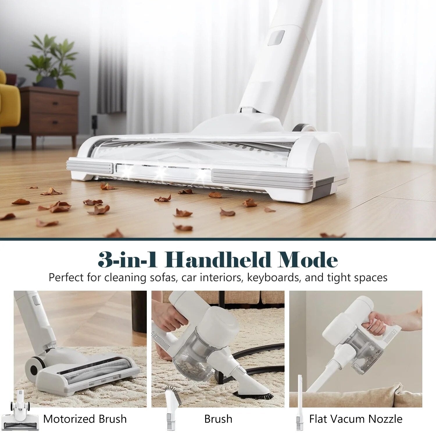 Aspirateur balai sans fil 3 en 1, léger pour tapis, sols durs, poils d'animaux et nettoyage de la maison