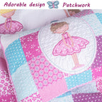 Parure de lit réversible en coton Cozy Line Ballerina Pink Girls avec oreillers décoratifs