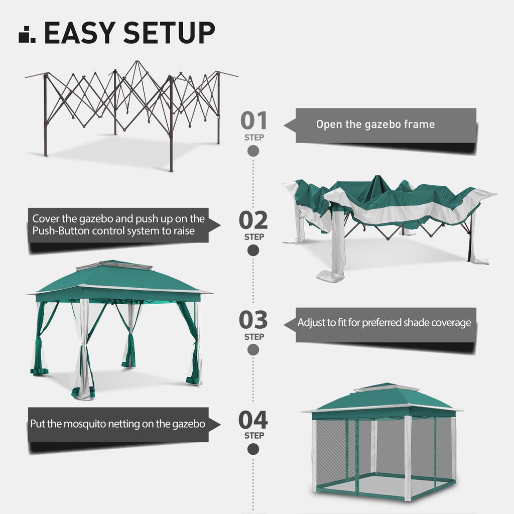 Gazebo escamotable en acier Cozywor de 11 pi x 11 pi avec moustiquaire
