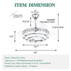 Ventilateur de plafond rétractable Cusp Barn 42 avec lumières et télécommande DIY Forme Fandelier Moderne Silencieux Moteur CC Plafonnier LED