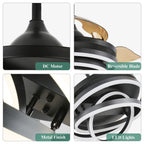 Ventilateur de plafond rétractable Cusp Barn 42 avec lumières et télécommande DIY Forme Fandelier Moderne Silencieux Moteur CC Plafonnier LED