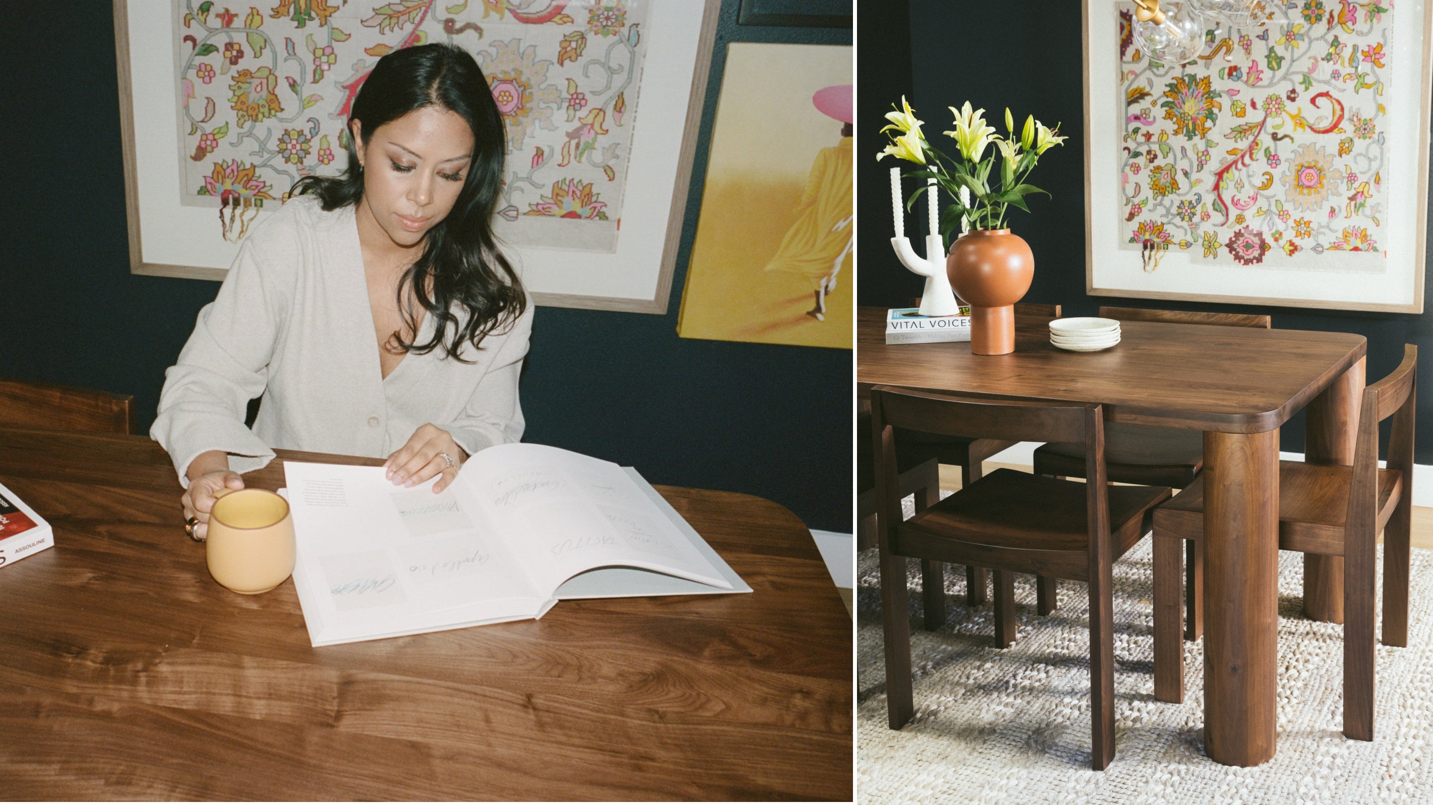 Table de salle à manger Field, 4 à 6 couverts, noyer américain