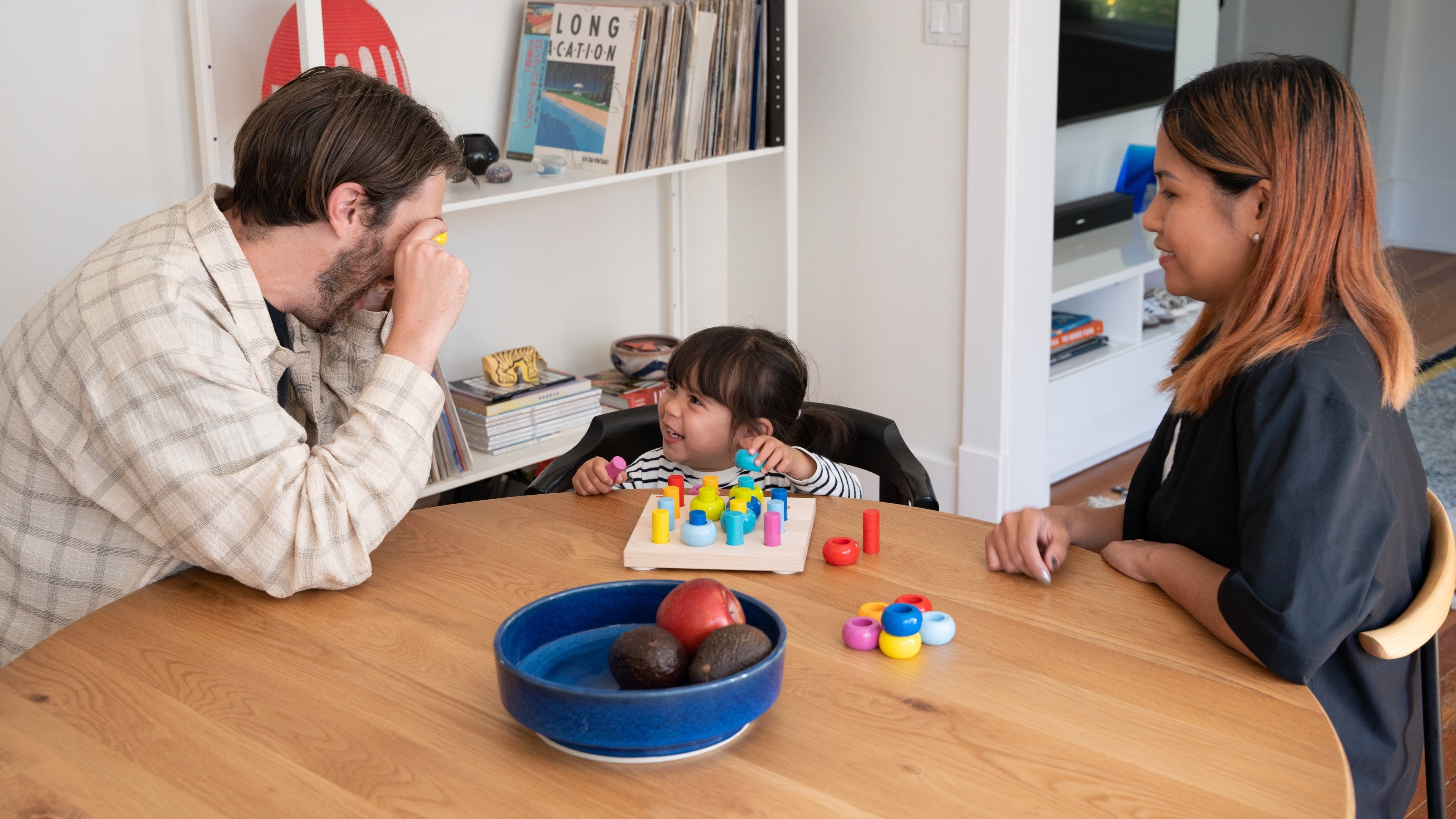 Table de salle à manger ronde à cadre, 4-5 couverts, chêne