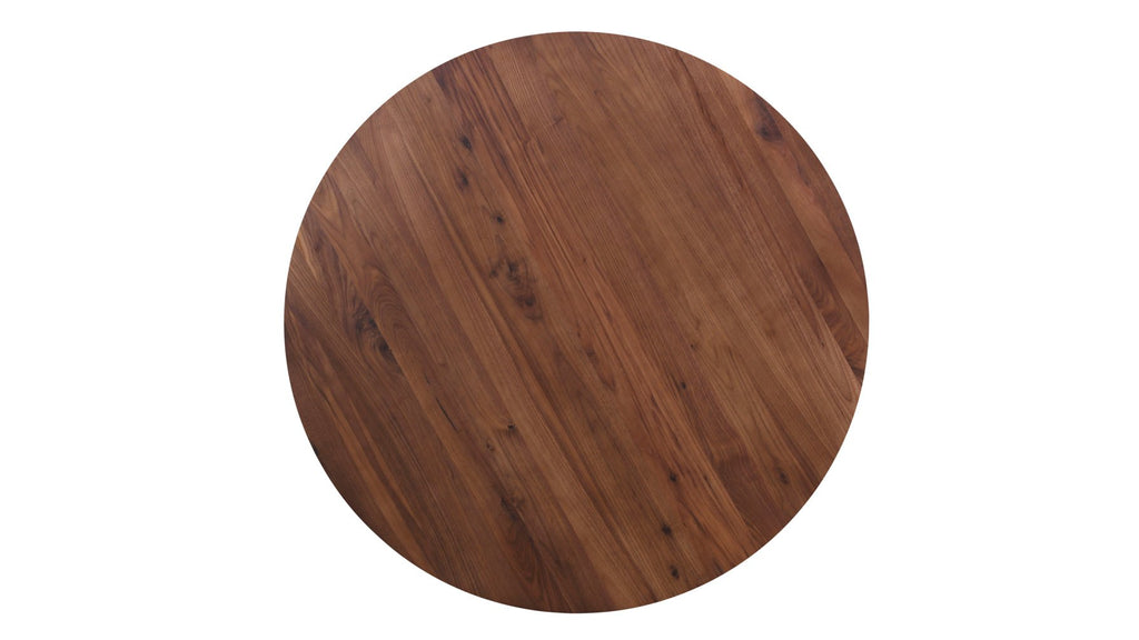 Table de salle à manger ronde à cadre, 4 à 5 couverts, noyer américain