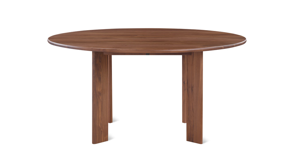 Table de salle à manger ronde à cadre, 6 à 7 couverts, noyer américain