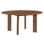 Table de salle à manger ronde à cadre, 6 à 7 couverts, noyer américain