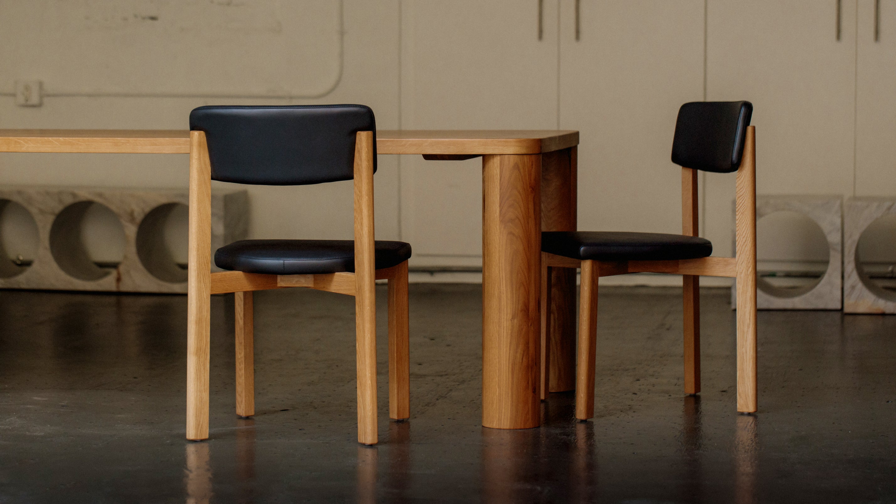 Chaise de salle à manger à cadre, chêne, caviar