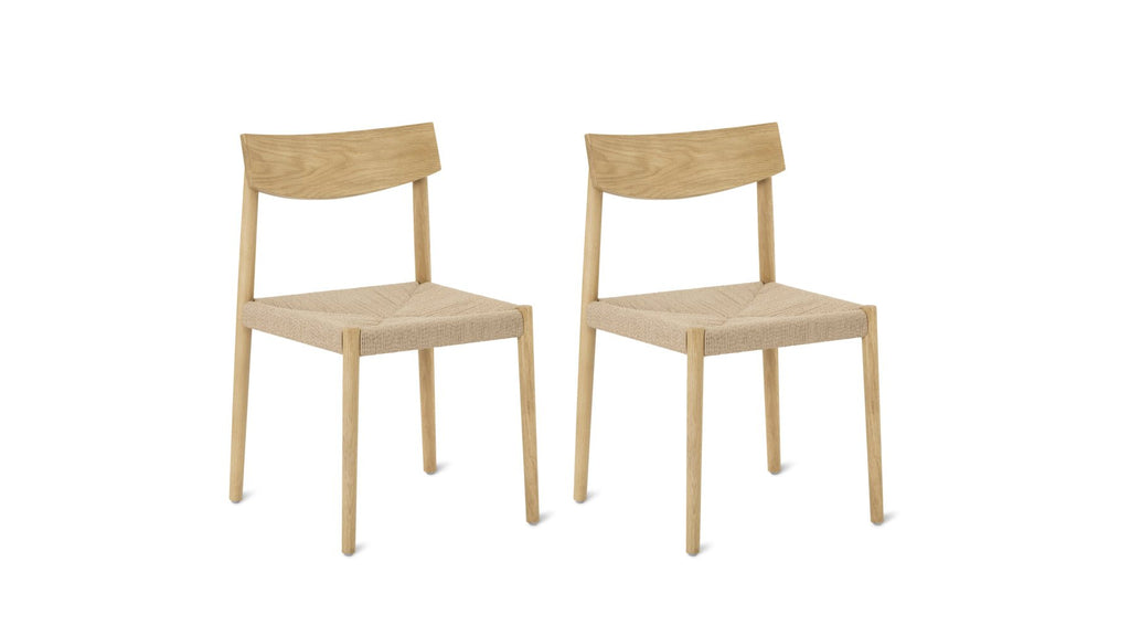 Chaises de salle à manger sans accoudoirs (lot de deux), chêne blanc/assise en corde de papier naturelle