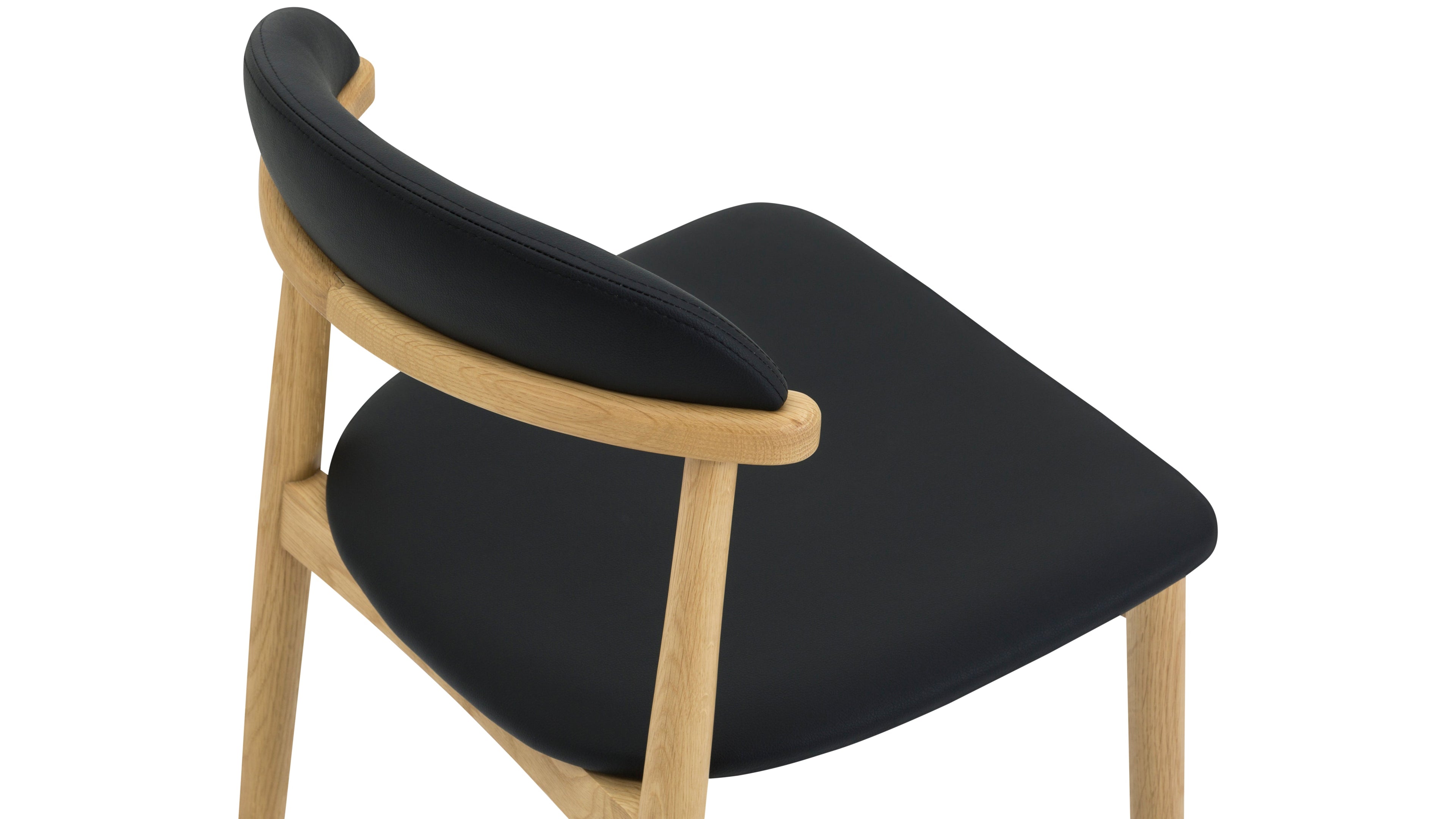 Chaises de salle à manger sans accoudoirs Count On Me (lot de deux), chêne, assise noire