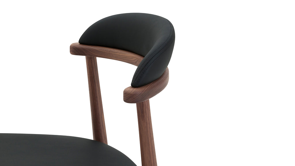 Chaises de salle à manger sans accoudoirs Count On Me (lot de deux), noyer, assise noire