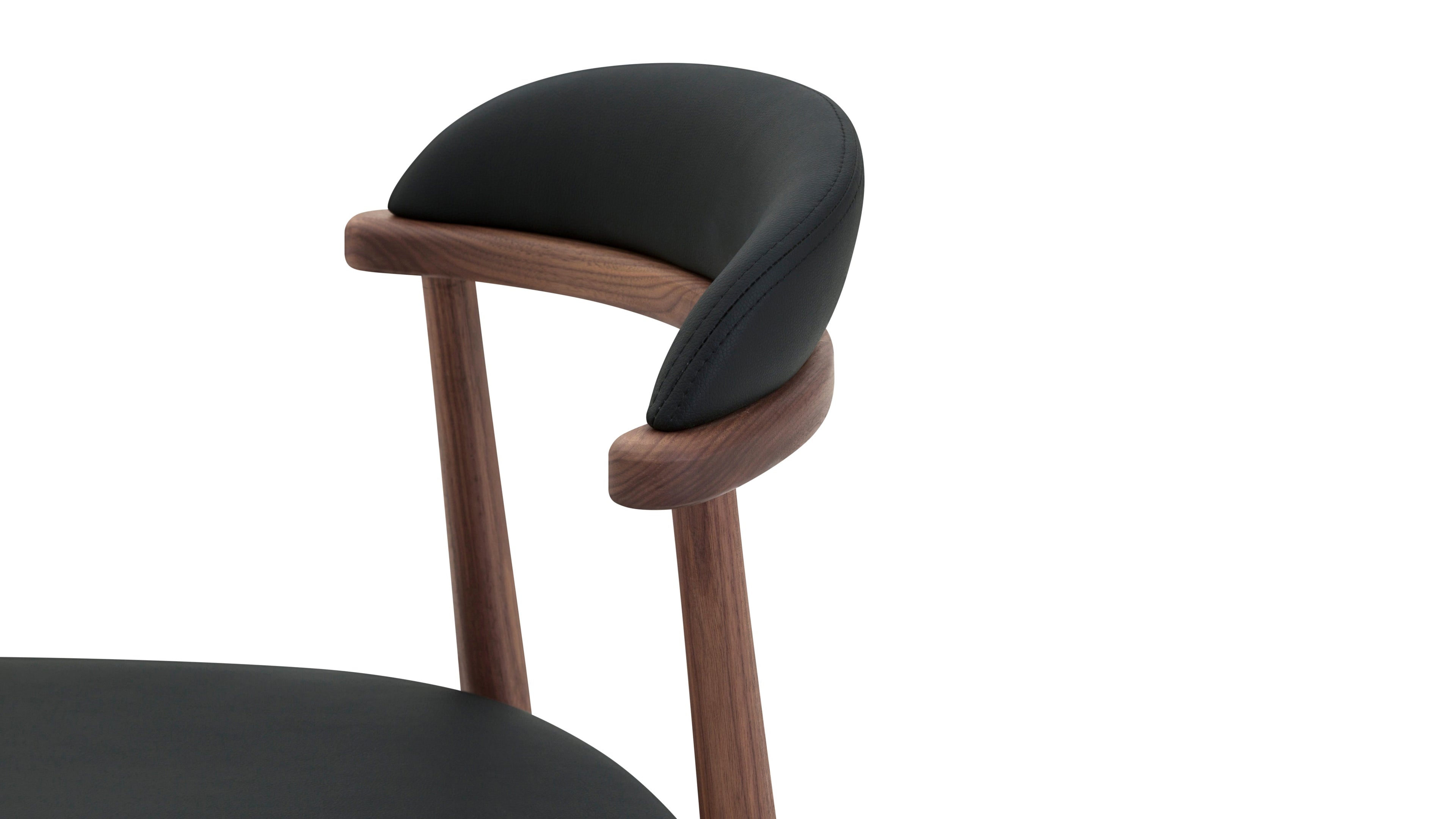 Chaises de salle à manger sans accoudoirs Count On Me (lot de deux), noyer, assise noire