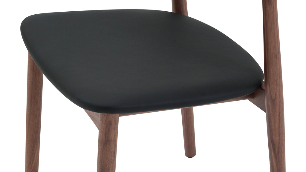 Chaises de salle à manger sans accoudoirs Count On Me (lot de deux), noyer, assise noire