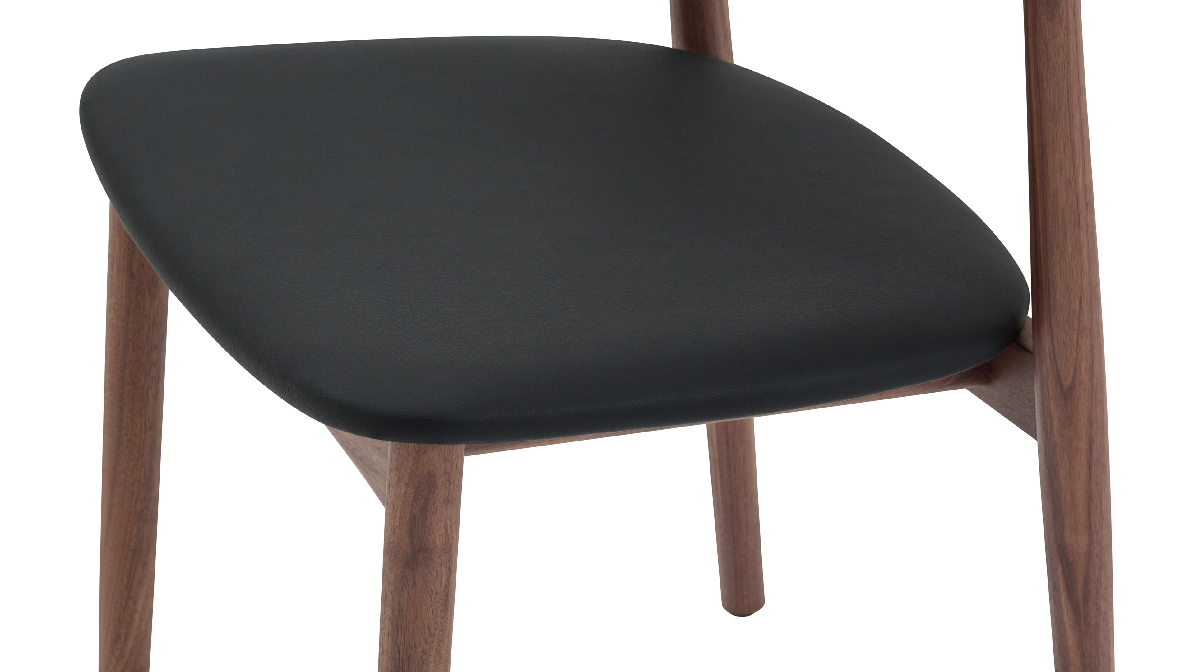 Chaises de salle à manger sans accoudoirs Count On Me (lot de deux), noyer, assise noire