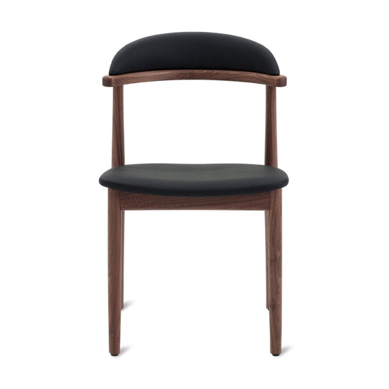 Chaises de salle à manger sans accoudoirs Count On Me (lot de deux), noyer, assise noire