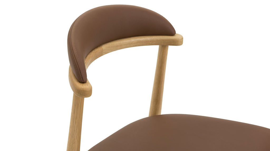 Chaises de salle à manger sans accoudoirs Count On Me (lot de deux), chêne, assise marron