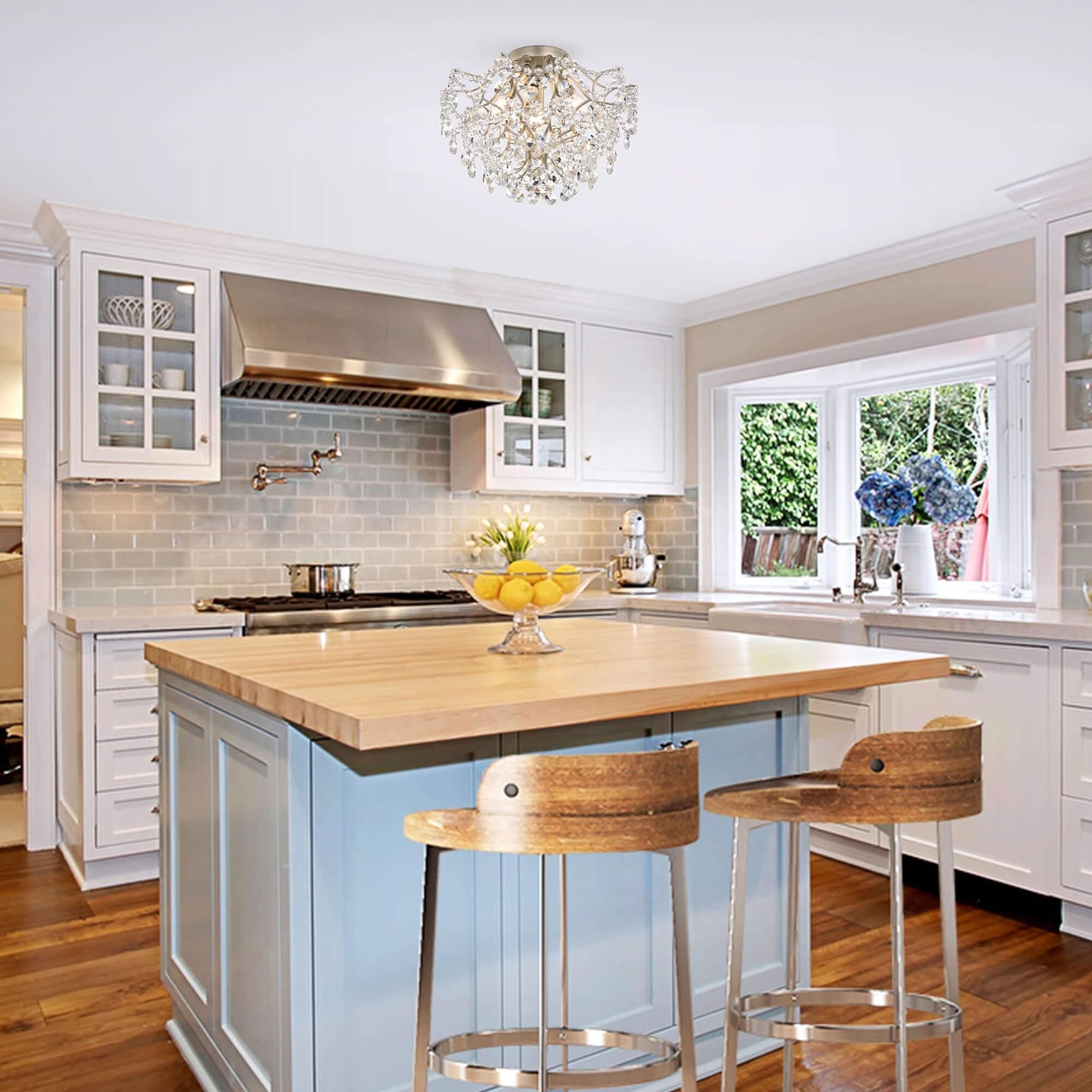 Plafonnier d'intérieur élégant à 3 lumières en cristal Dalia