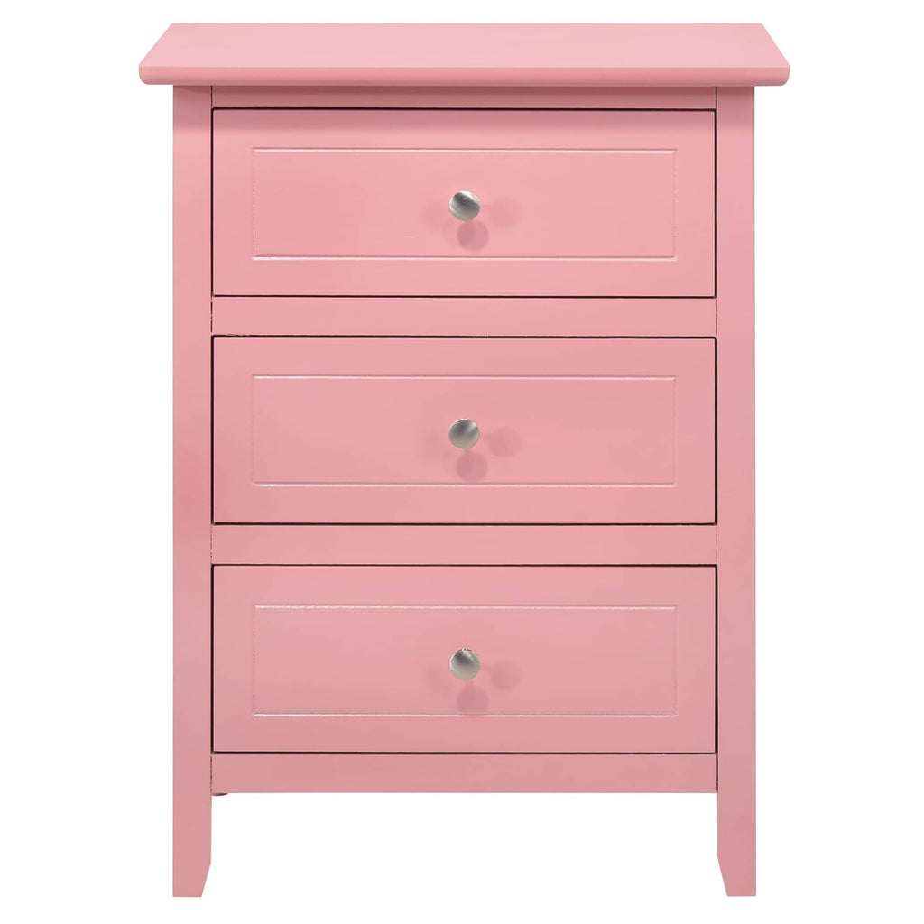 Table de chevet transitionnelle en bois à 3 tiroirs Daniel