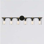 Applique murale de salle de bain Decatur à 6 lumières, style ferme moderne, noir/doré, certifiée UL