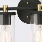 Applique murale de salle de bain Decatur à 6 lumières, style ferme moderne, noir/doré, certifiée UL