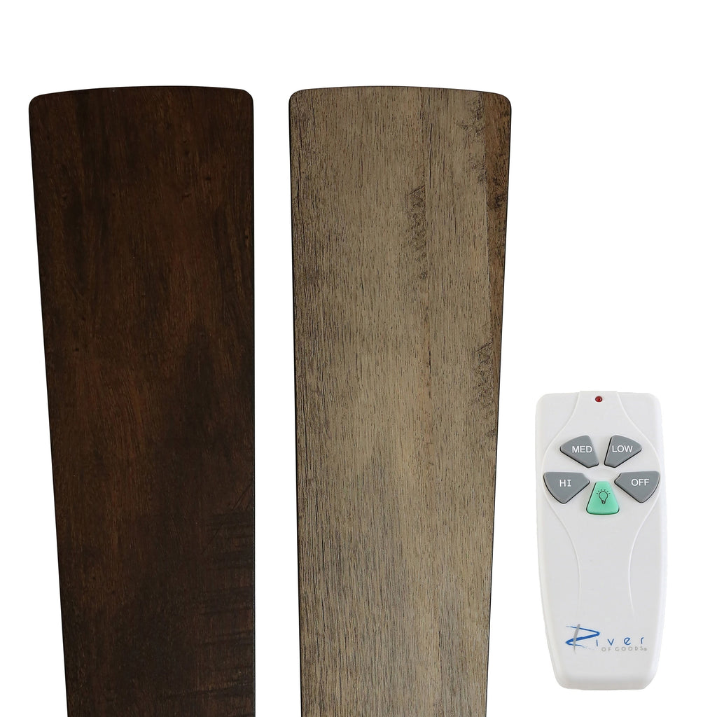 Ventilateur de plafond télécommandé à 3 lumières, 52 pouces, bronze huilé et vitrail, Della River of Goods