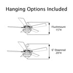 Ventilateur de plafond télécommandé à 3 lumières, 52 pouces, bronze huilé et vitrail, Della River of Goods