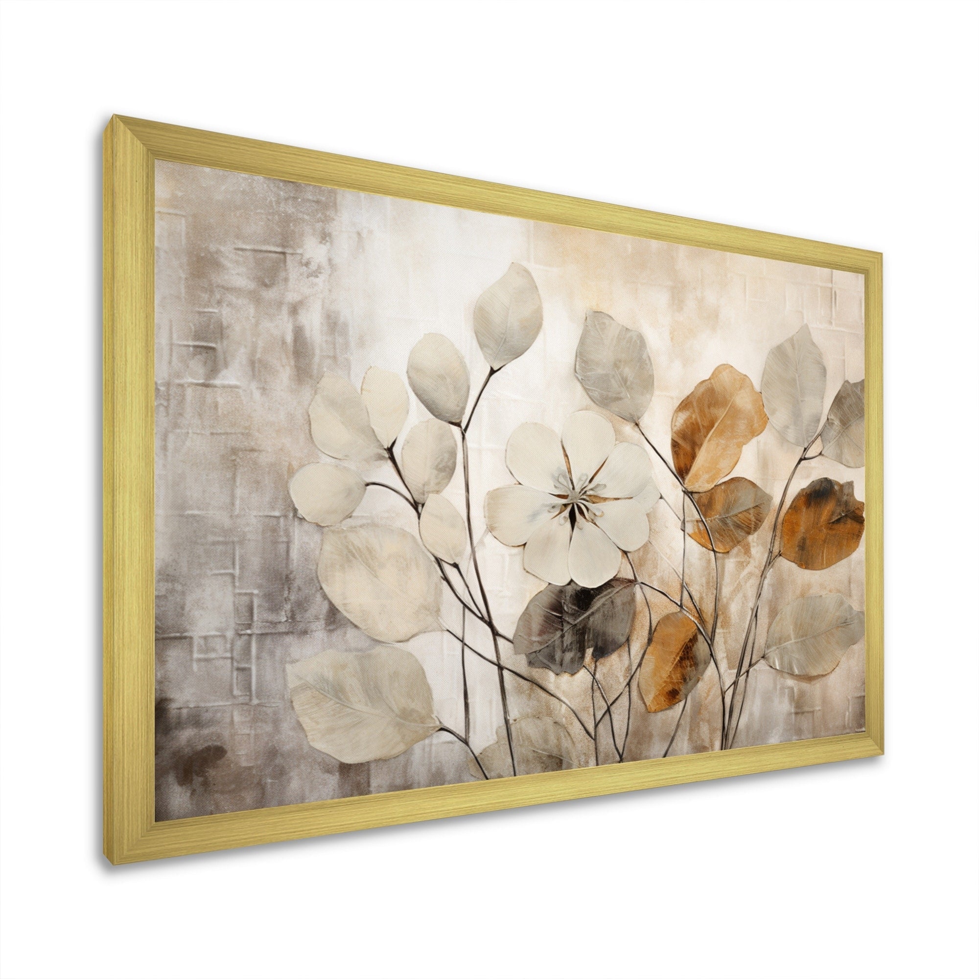 Impression sur toile encadrée Designart Beige Botanical Impressions III Abstract Botanicals