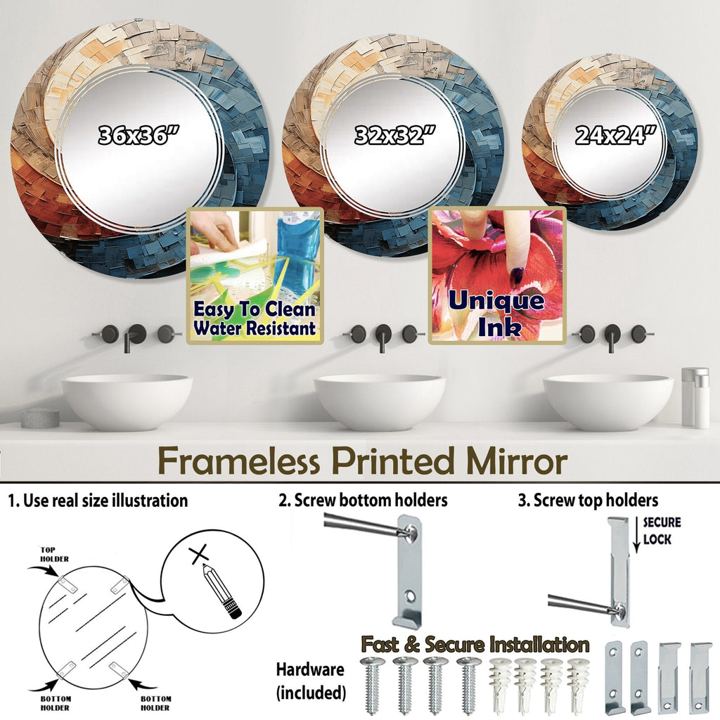 Miroir mural moderne abstrait en spirale avec collage Designart