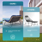 Fauteuil Papasan double avec coussin, rotin PE toutes saisons et cadre en métal pour intérieur et extérieur