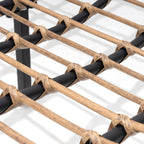 Fauteuil Papasan double avec coussin, rotin PE toutes saisons et cadre en métal pour intérieur et extérieur