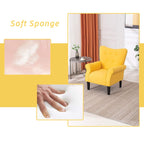 Fauteuil d'appoint moderne Erommy, fauteuil à dossier haut, canapé simple en tissu rembourré avec pieds en bois pour le salon