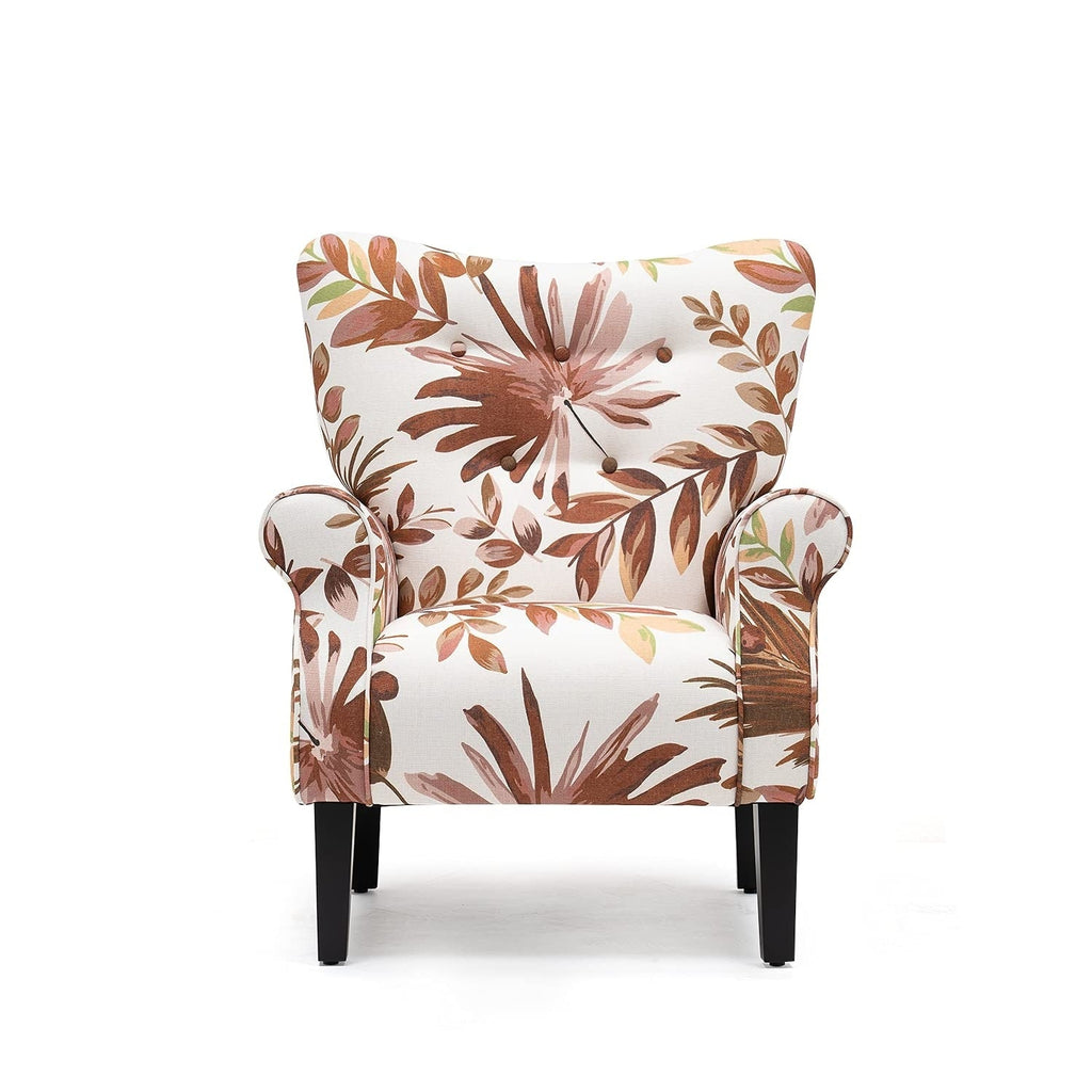 Fauteuil d'appoint moderne Erommy, fauteuil à dossier haut, canapé simple en tissu rembourré avec pieds en bois pour le salon