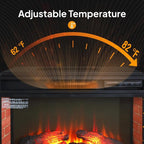 Foyer électrique encastrable avec chauffage réglable, luminosité, minuterie et protection contre la surchauffe, 1 400 W, homologué CSA