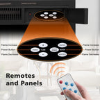 Cheminée électrique avec manteau en bois et foyer, télécommande