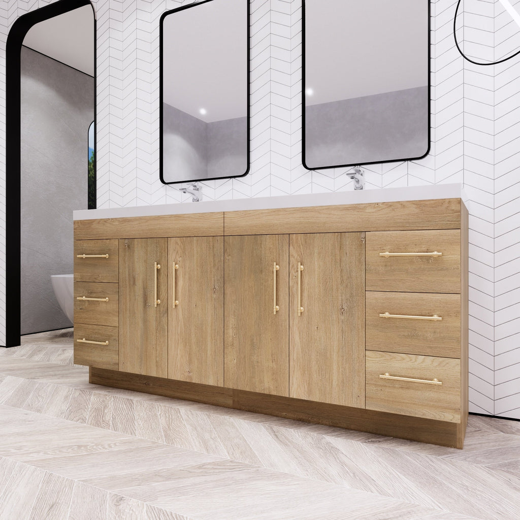 Meuble-lavabo autoportant Eliza de 72 po avec double vasque