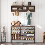 Ensemble de porte-manteaux et de bancs à chaussures pour entrée, porte-manteaux et porte-chaussures de style industriel