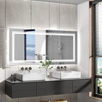 Miroir de salle de bain extra large avec éclairage LED, antibuée, 3 couleurs