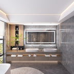 Miroir de salle de bain extra large avec éclairage LED, antibuée, 3 couleurs