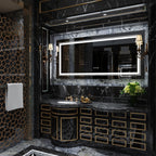 Miroir de salle de bain extra large avec éclairage LED, antibuée, 3 couleurs