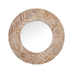 Miroir mural rond en bois sculpté de style ferme - 28 x 28