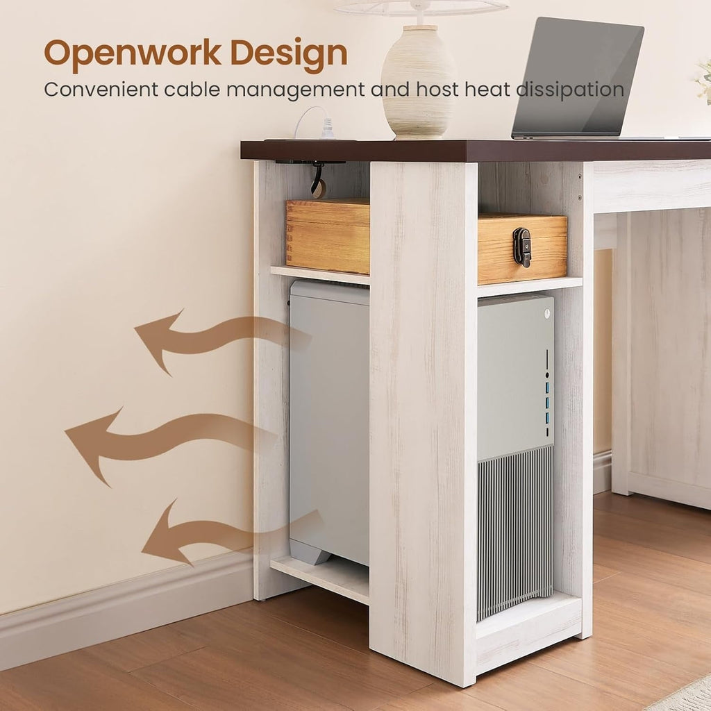 Bureau de direction de ferme Bureau à domicile Tiroir de classement Support d'écran Prise de courant