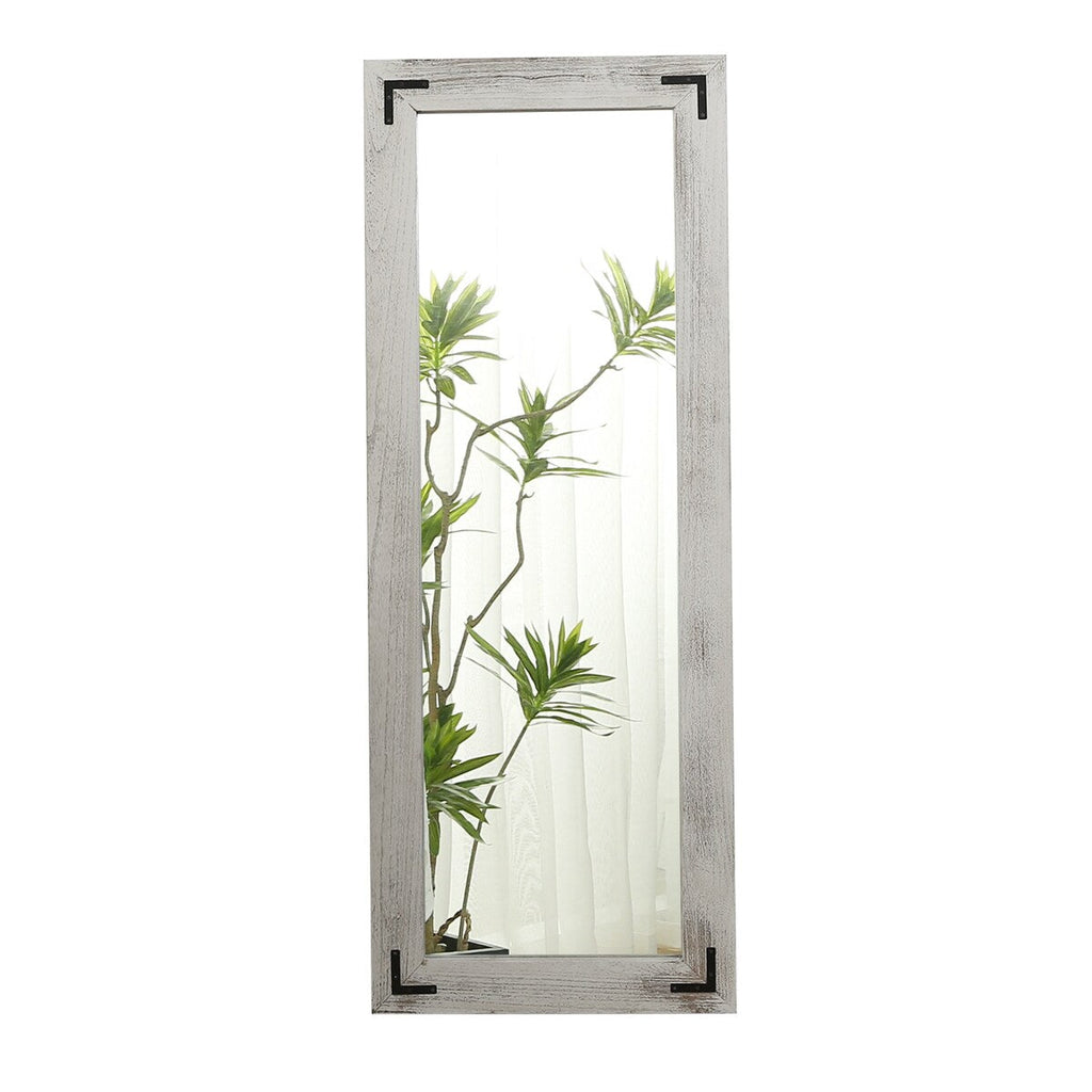 Miroir de sol pleine longueur avec cadre en bois rustique de style ferme - 65 x 24
