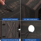 Meuble TV Farmhouse pouvant accueillir jusqu'à 65 téléviseurs avec portes et étagères ouvertes Console multimédia Prise de courant