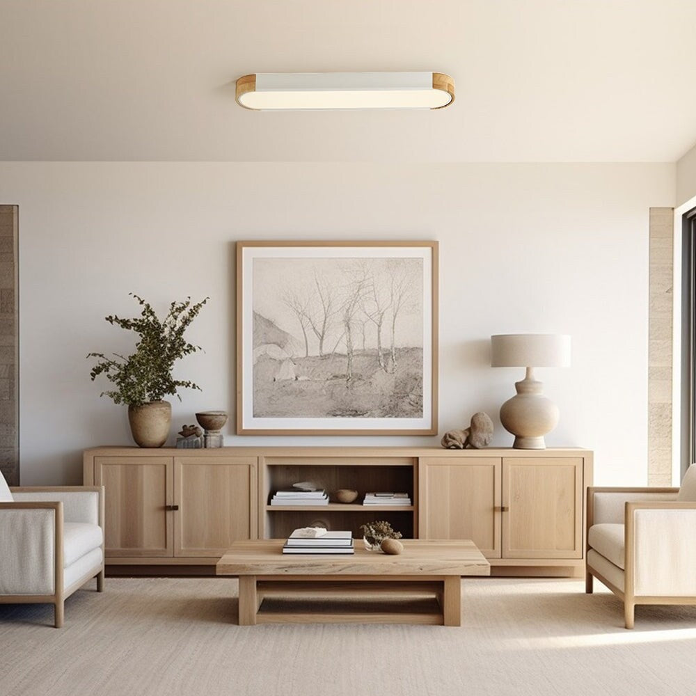 Plafonnier LED ovale à intensité variable Farmhouse Wood - 37 3000 K/6000 K