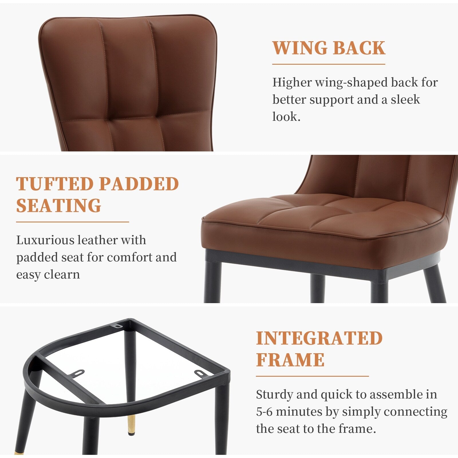 Lot de 2/4 chaises de salle à manger rembourrées en similicuir