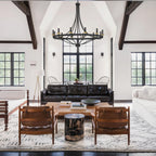 Lustre Empire à 12 lumières de style ferme moderne Fidenza avec roue de chariot et UL - D40'' * H135''