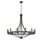 Lustre Empire à 12 lumières de style ferme moderne Fidenza avec roue de chariot et UL - D40'' * H135''