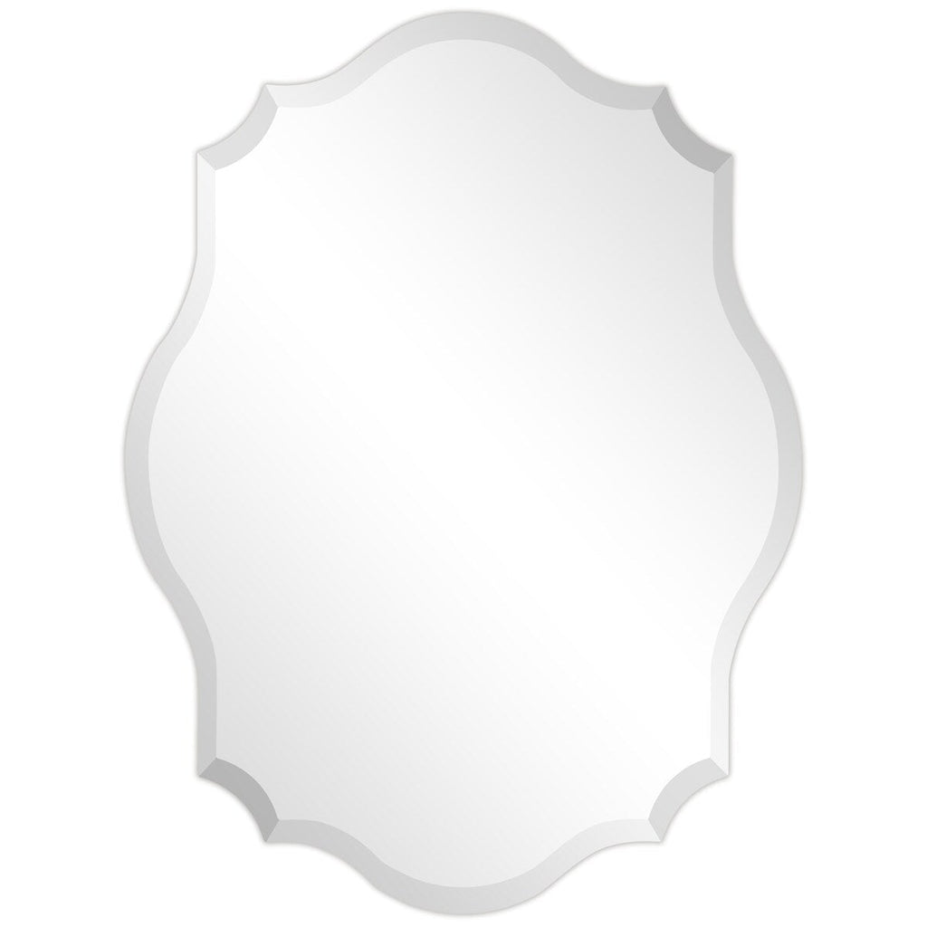 Miroir mural festonné élégant, oblong et biseauté, sans cadre