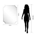 Miroir mural biseauté festonné rectangulaire sans cadre, pour salle de bain, coiffeuse, chambre à coucher, 1 bord biseauté - Transparent