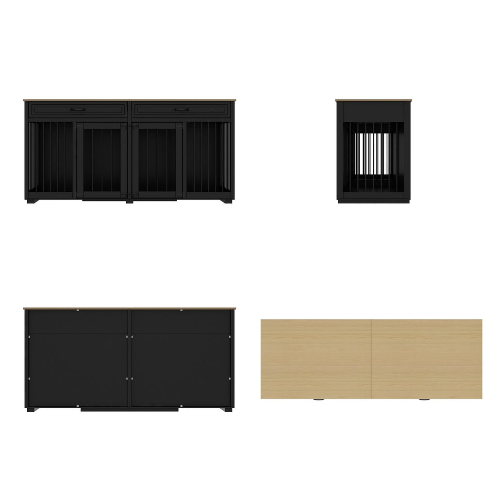 Cage pour chien de style meuble, niche en bois de 64,5 pouces pour grand chien